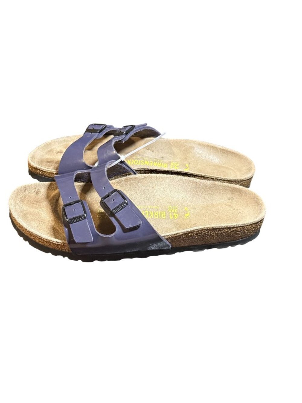 Birkenstock Womens Size 41/ size 10 Purple Double Strap Sandals With Cork Sole